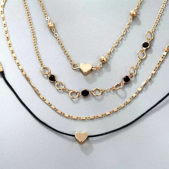 ⚜️[𝟯/$𝟭𝟴]⚜️NEW 4 Layered Black Heart Anklets Set - Picture 8 of 12